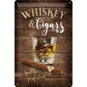 NA - Metalen Bord Relief Whiskey & Sigars