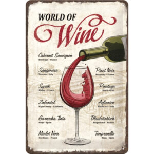 NA - Metalen Bord Relief World Of Wine