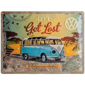 NA - Metalen Bord Relief VW Lets Get Lost